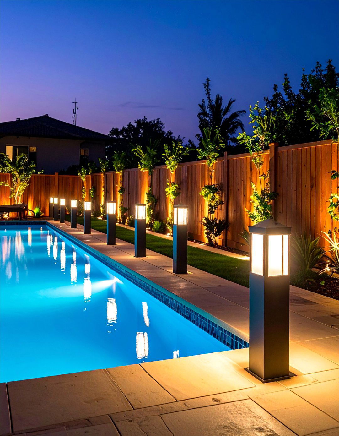 Solar Pool Post Cap Lighting for Fence Illumination - 25 Pool Lighting Ideas