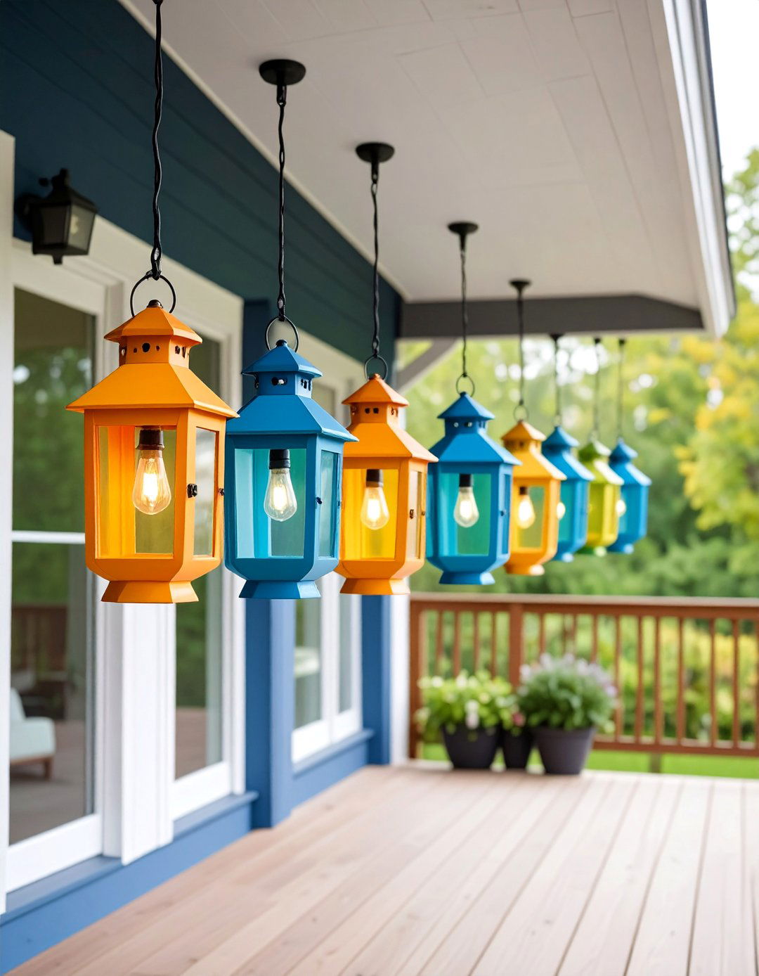Solar Powered Hanging Lanterns - 25 Front Porch Lighting Ideas