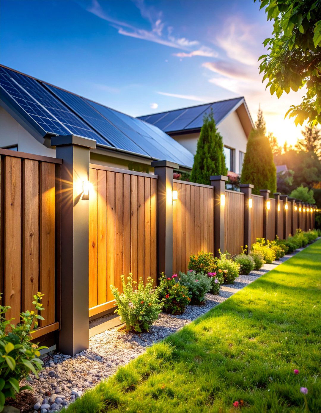 Solar Powered Illuminated Fence with Integrated Technology - 25 Decorative Fence Ideas