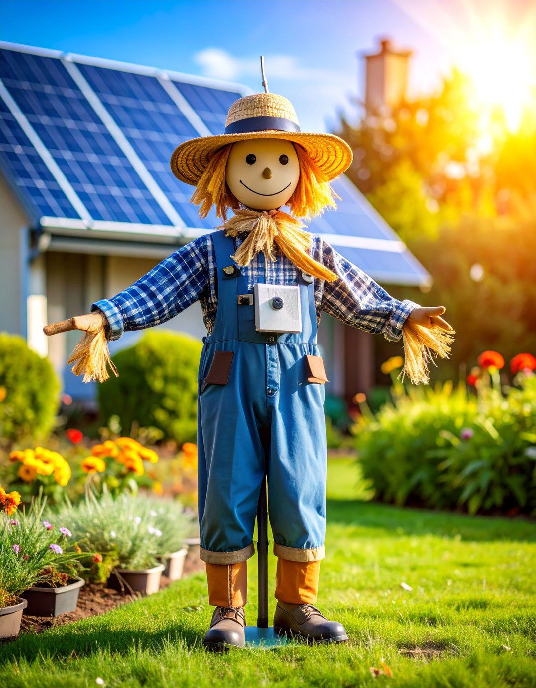 Solar Powered Motion Activated Scarecrow - 25 Garden Scarecrow Ideas