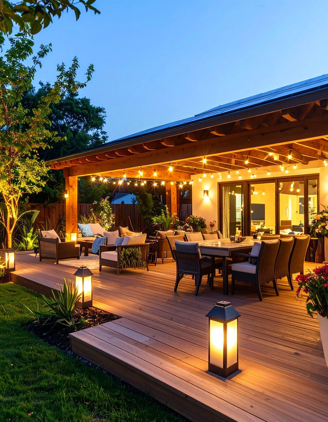Solar Powered Pathway Integration - 25 Covered Patio Lighting Ideas