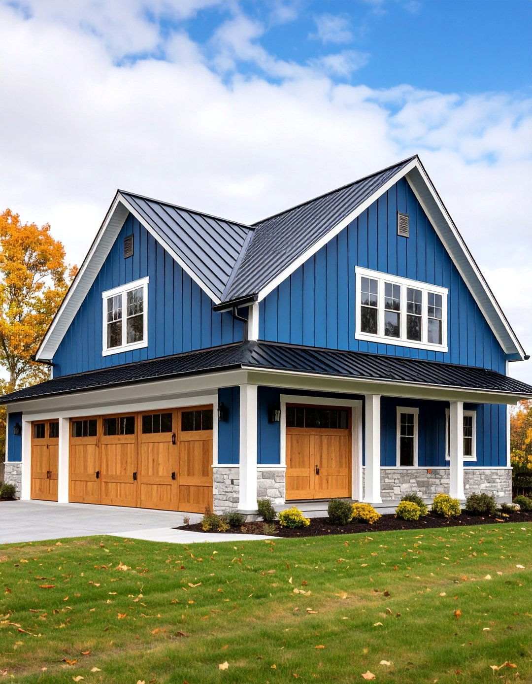 Sophisticated Blue Black Modern Farmhouse - 25 Blue Exterior House Colors