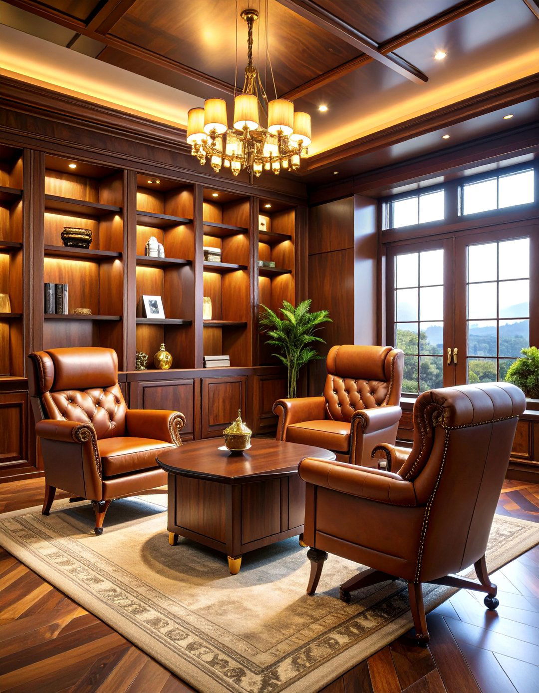 Sophisticated Cigar Lounge Office - 25 Man Cave Office Ideas