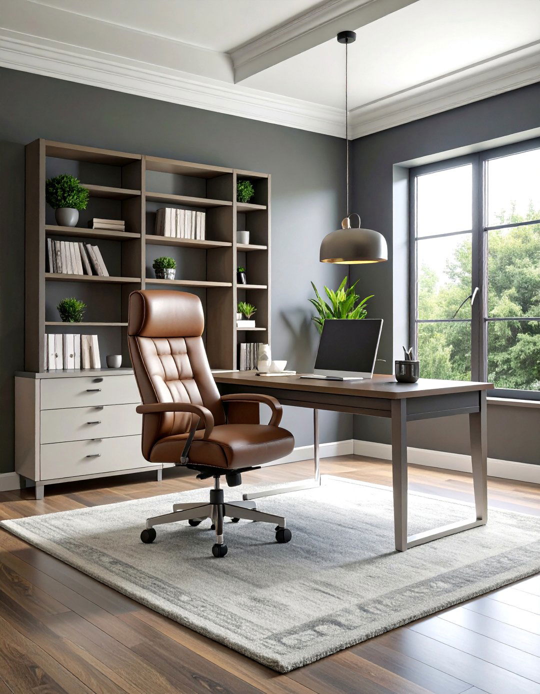 Sophisticated Gray Home Office - 25 Monochromatic Color Schemes for Rooms