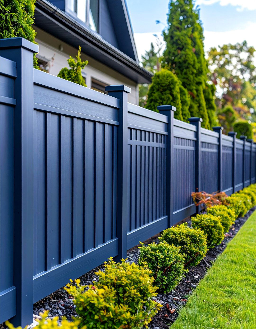 Sophisticated Gray Vinyl Fence with Modern Edge - 25 Vinyl Fence Colors