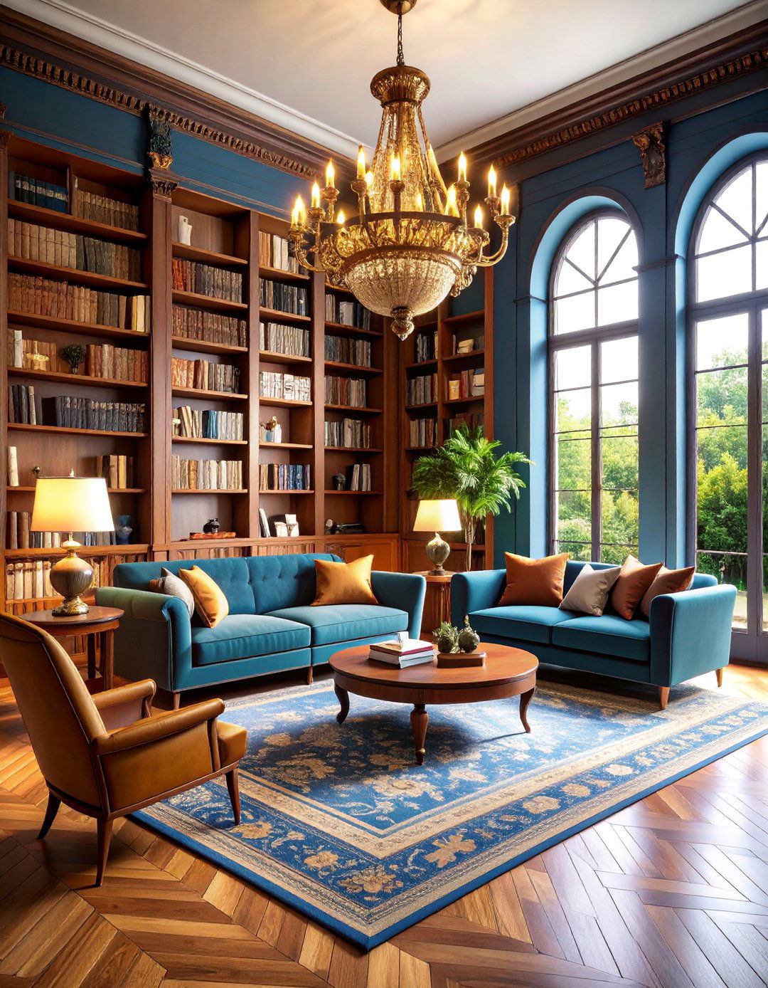 Sophisticated Parisian Living Room with Library Corner - 25 Parisian-style Living Room Ideas