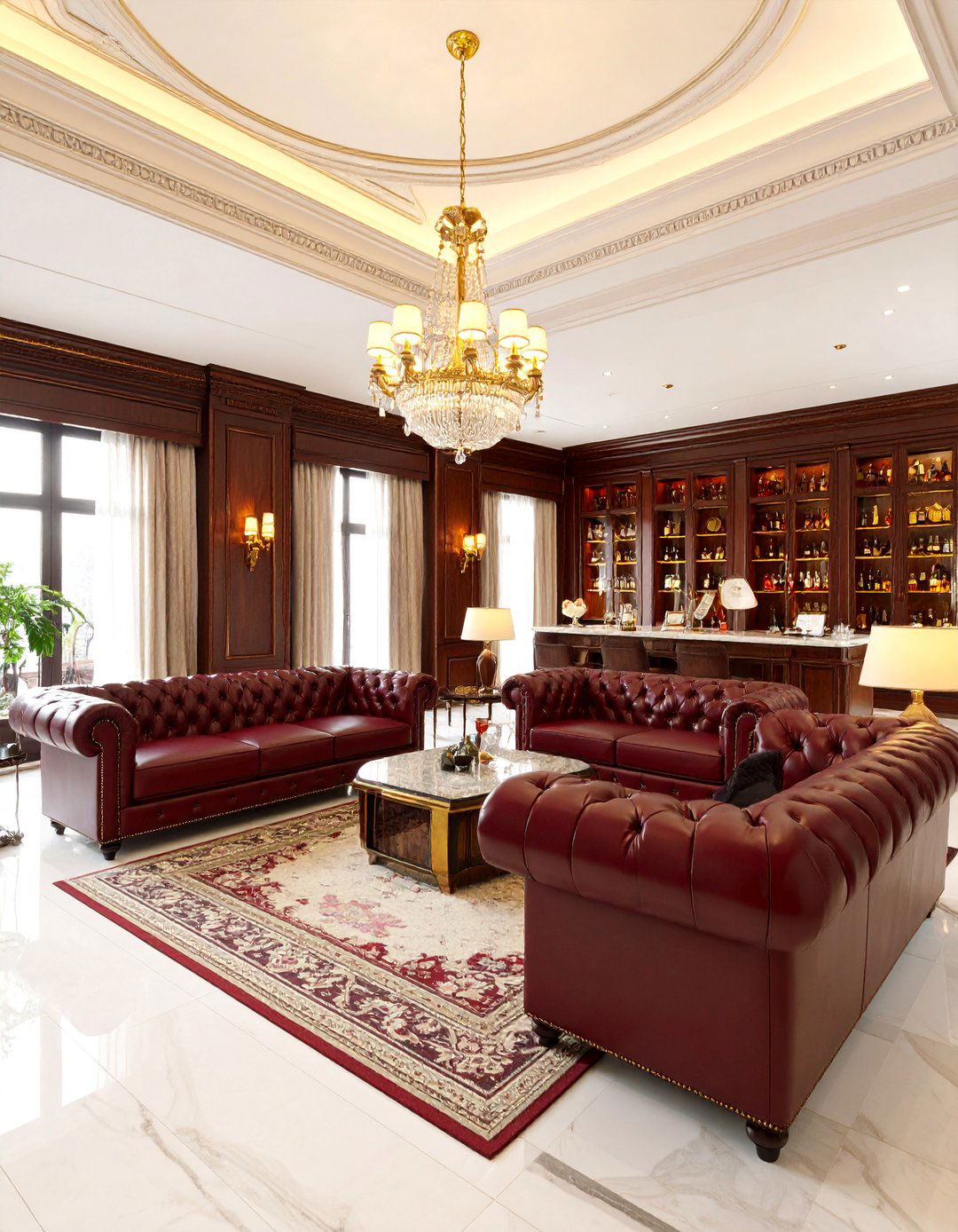 Sophisticated Whiskey Lounge with Rich Leather - 25 Man Cave Living Room Ideas