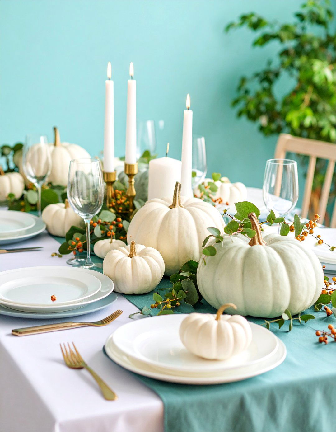 Sophisticated White Pumpkin Elegance - 25 Thanksgiving Centerpiece Ideas