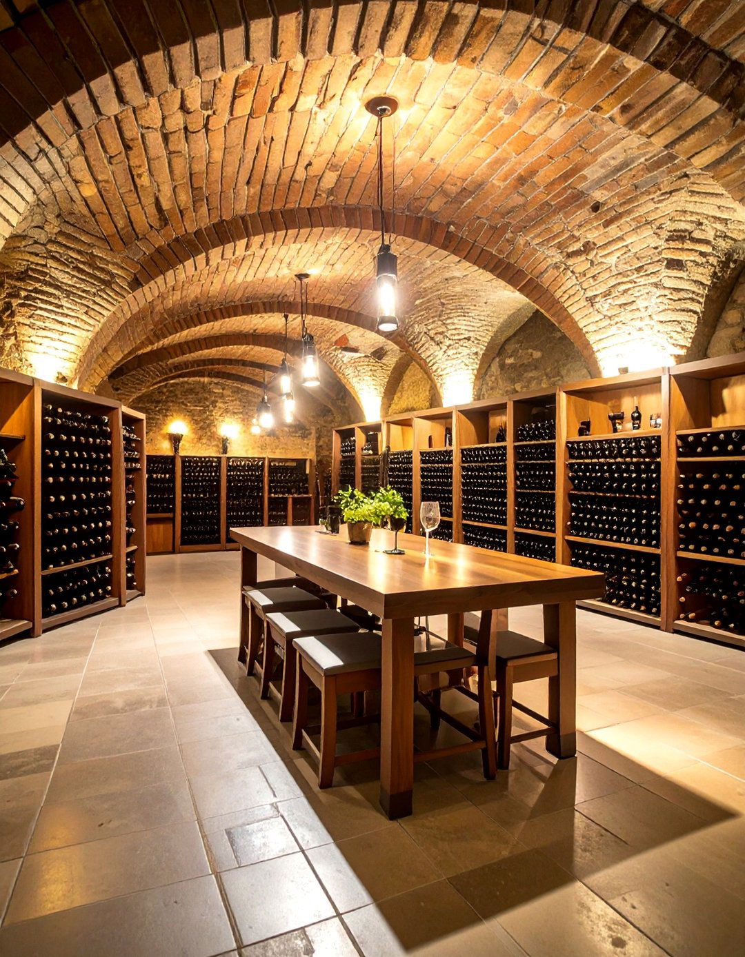 Sophisticated Wine Cellar with Aged Brick Ambiance - 25 Brick Wallpaper Ideas