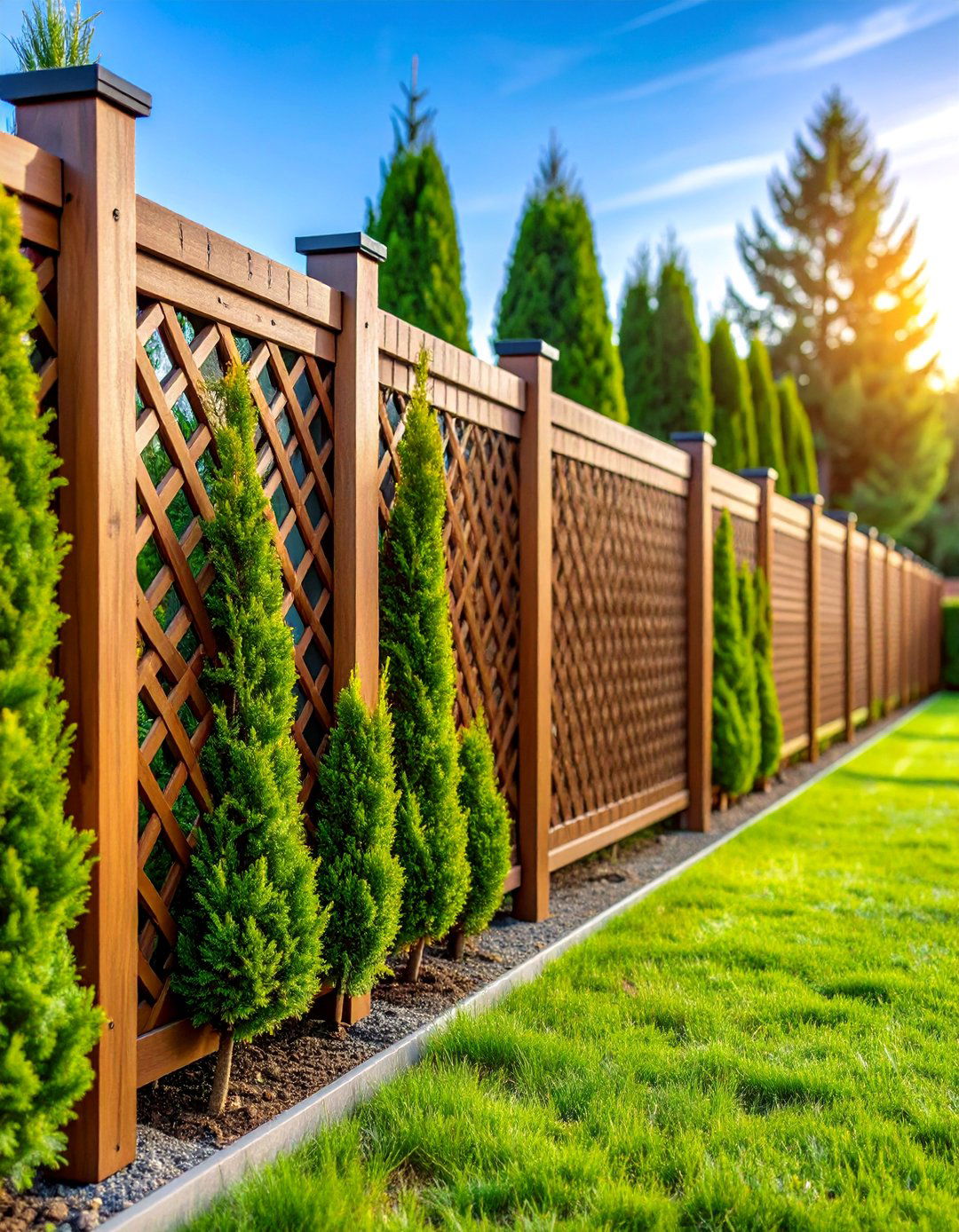 Sound Buffer Hedge Backed Lattice Fence - 25 Lattice Fence Ideas
