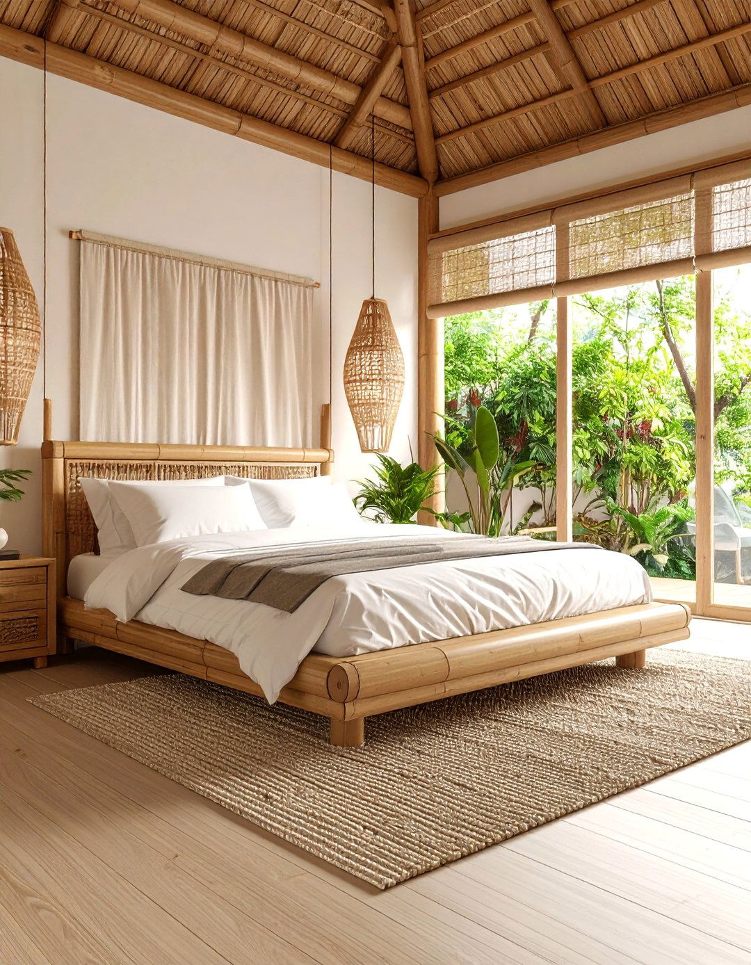 Southeast Asian Bamboo Bedroom with Tropical Themes - 25 Asian Bedroom Ideas