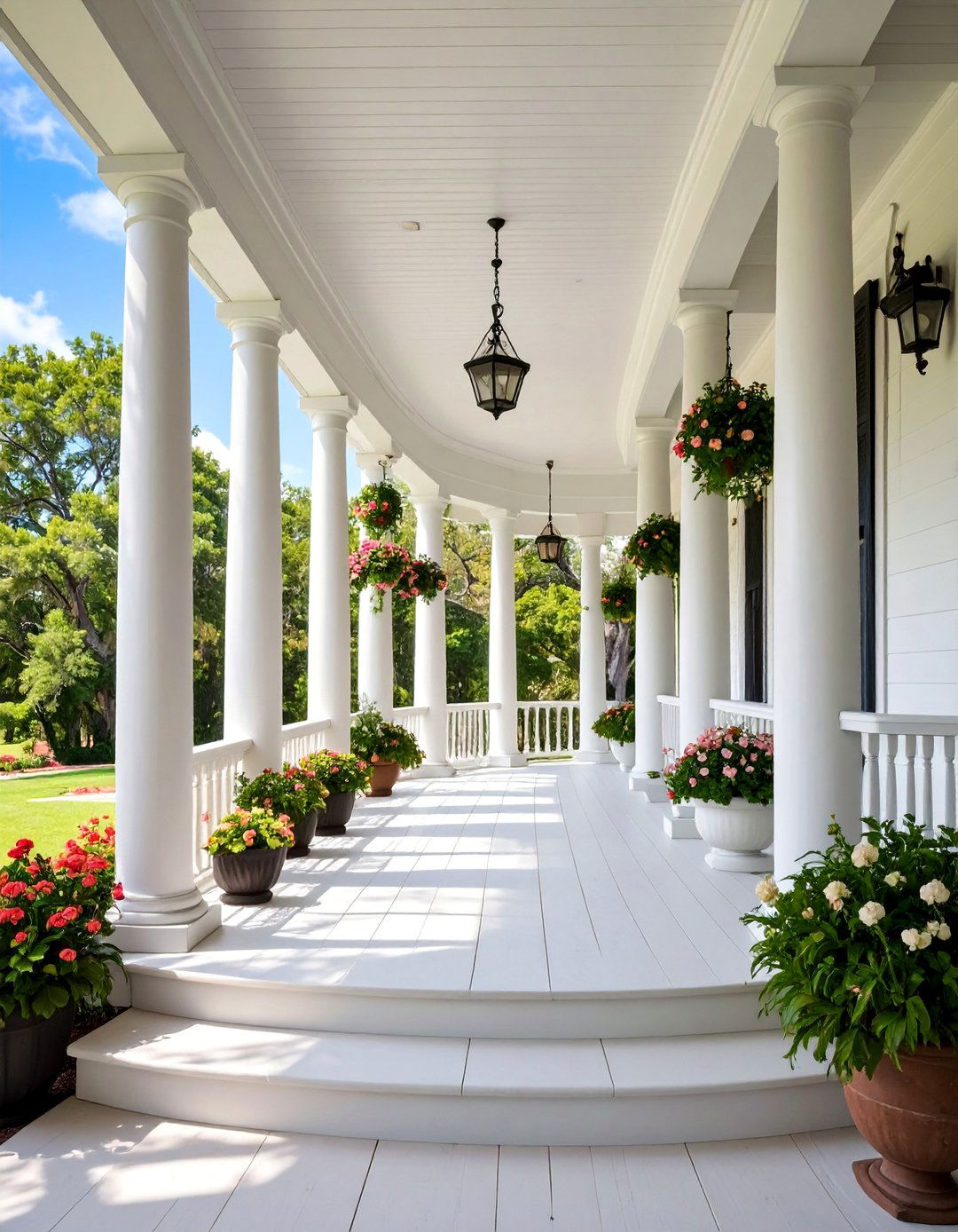 Southern Colonial Porch with Grand Columns - 25 Raised Ranch Front Porch Ideas
