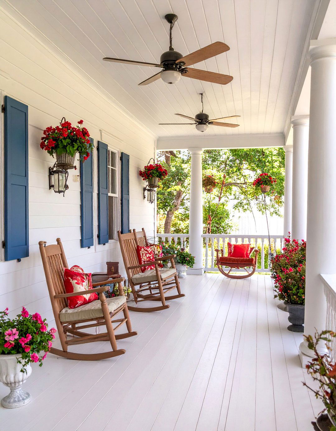 Southern Plantation Covered Porch with Classic Columns - 25 Covered Porch Ideas
