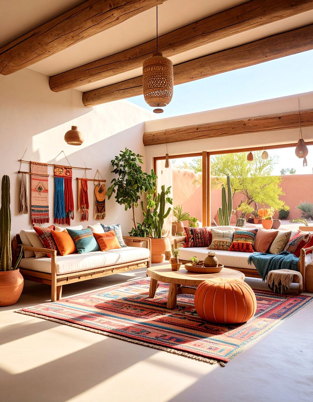Southwest Adobe Style with Vigas and Latillas - 25 Vaulted Ceiling With Beams