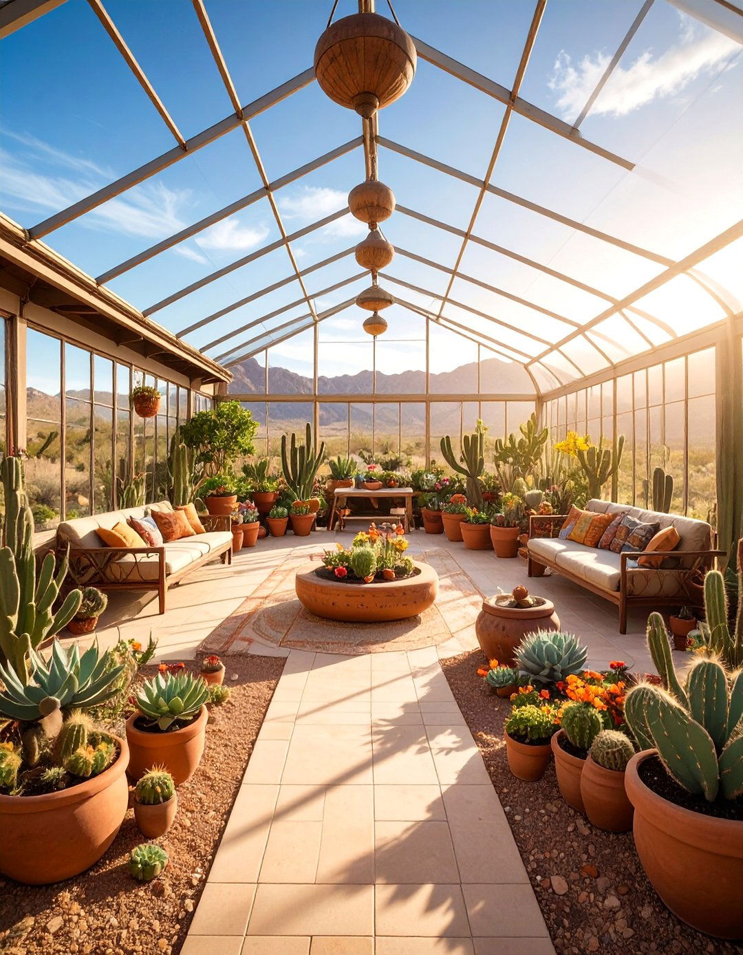 Southwest Desert Greenhouse with Adobe Inspired Earth Tones - 25 Greenhouse Decor Ideas