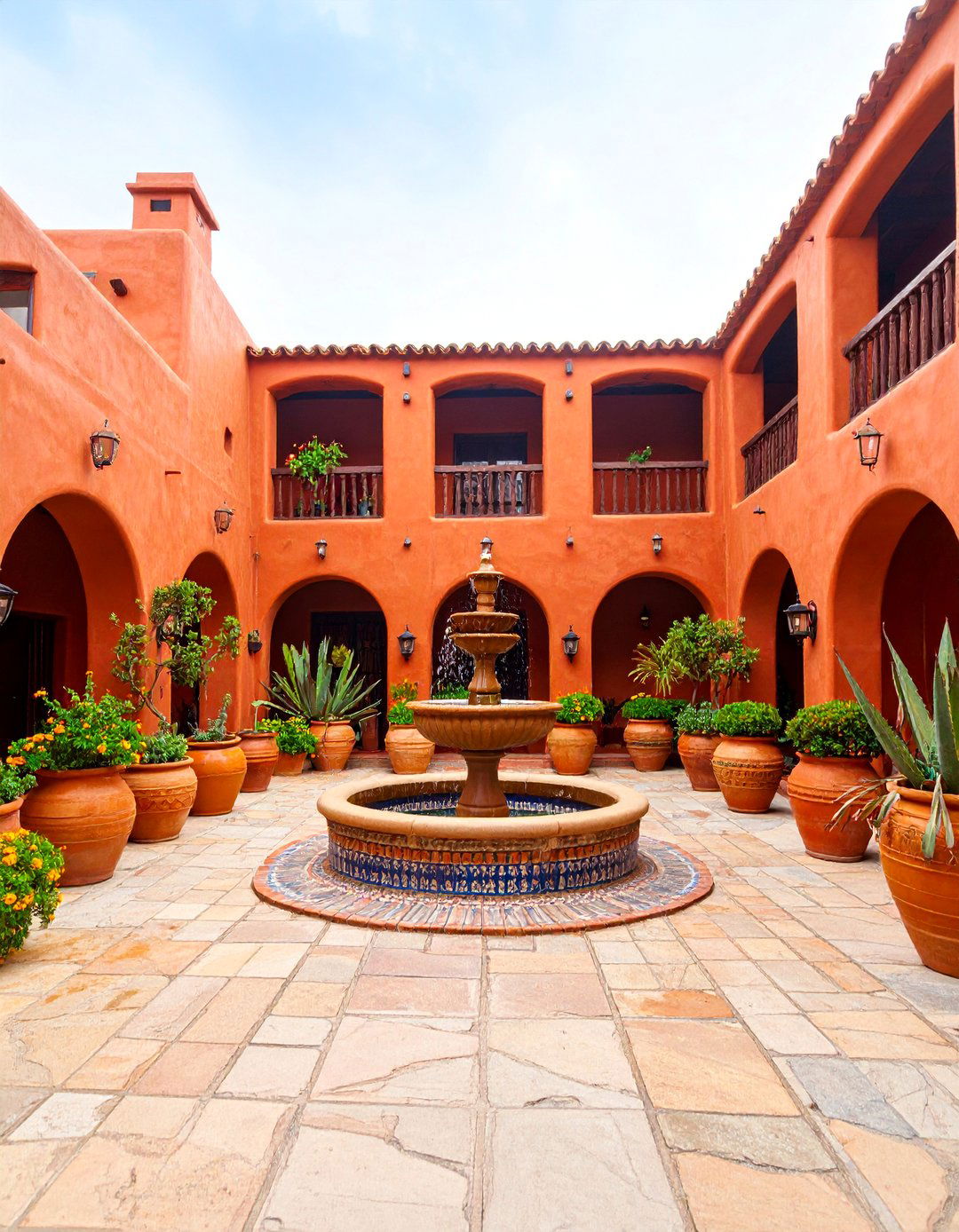 Southwestern Adobe Courtyard Garden - 25 Desert Landscape Ideas