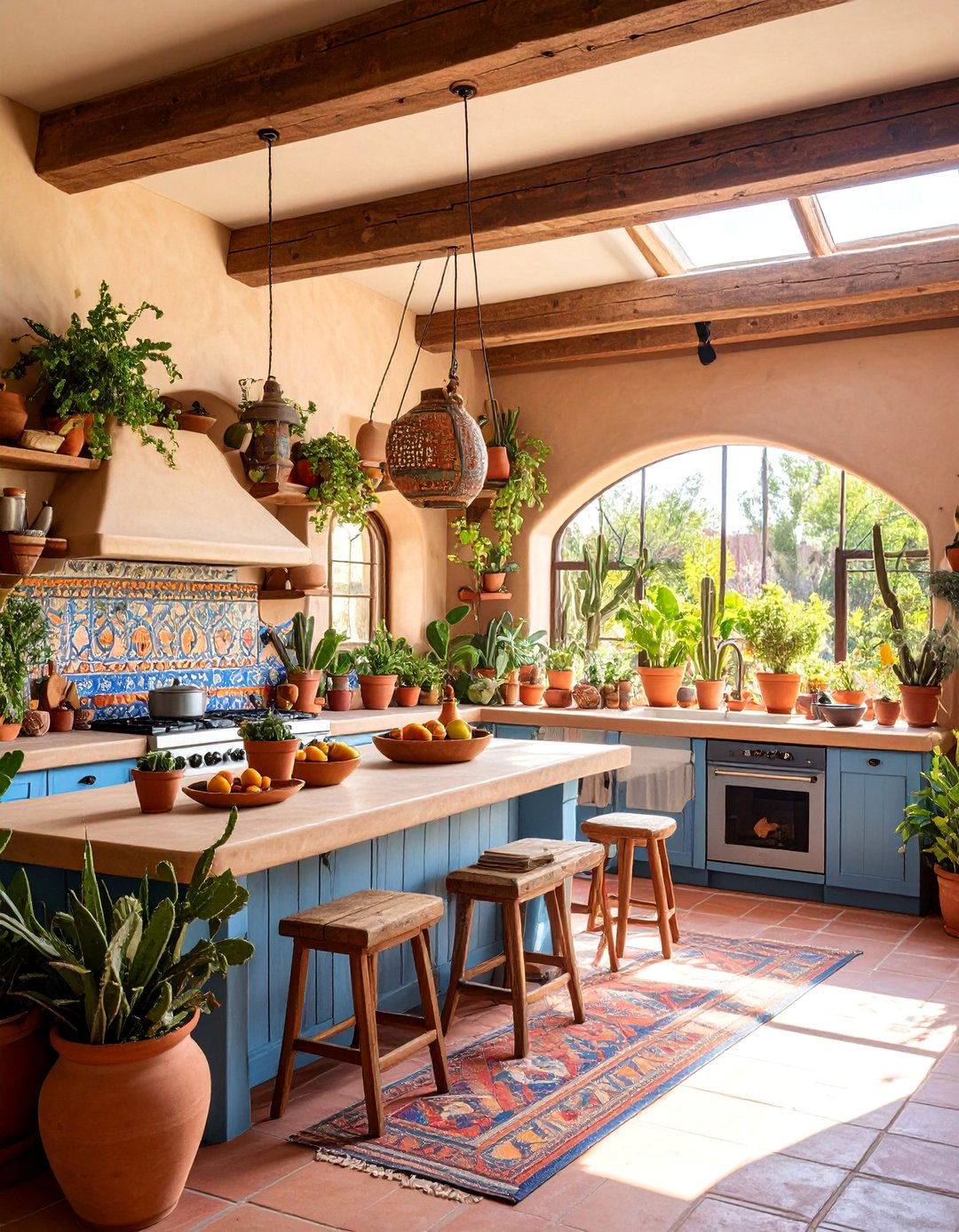 Southwestern Adobe Greenhouse Kitchen with Desert Inspiration - 25 Greenhouse Kitchen Design Ideas