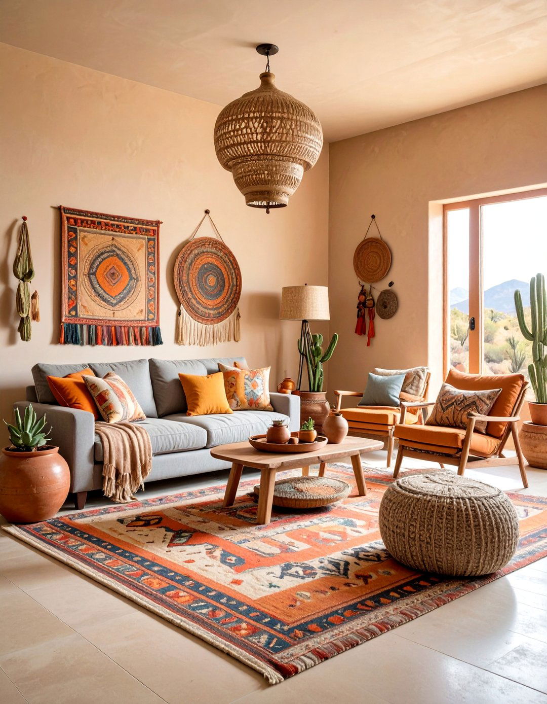 Southwestern Adobe Grey and Beige Living Room - 25 Grey and Beige Living Room Ideas