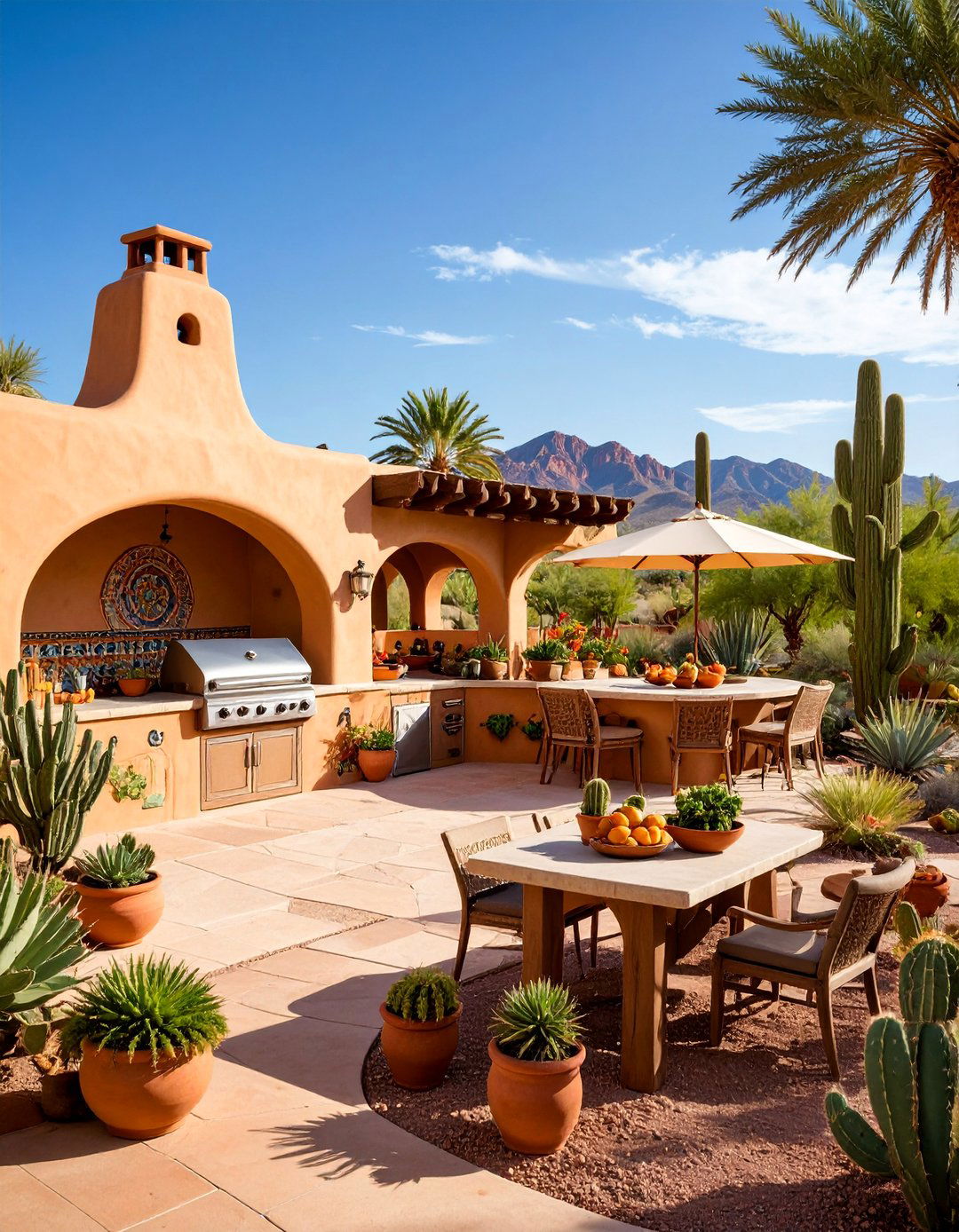 Southwestern Adobe Grill Station with Desert Themes - 25 Grill Station Ideas