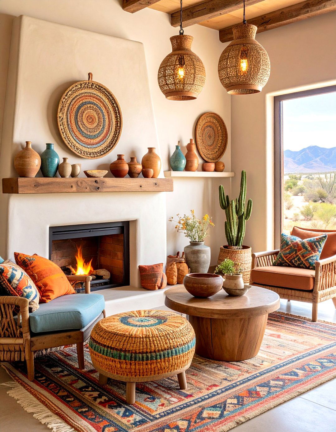 Southwestern Adobe Style Fireplace Sconces with Terra Cotta - 25 Fireplace Sconces Ideas