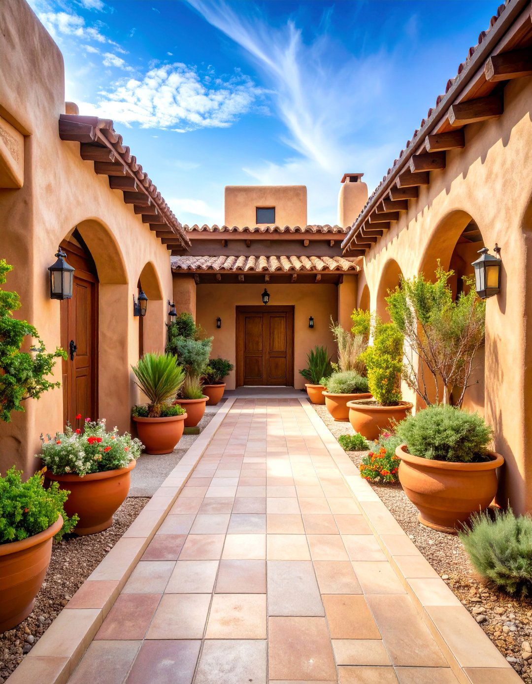 Southwestern Adobe Style Walkway - 25 Covered Walkway Ideas
