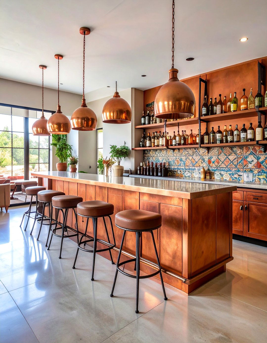 Southwestern Bar Area with Tile and Copper - 25 Southwestern Decor Ideas