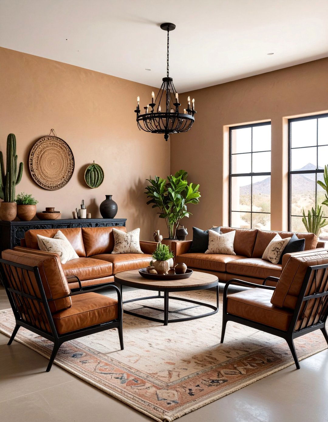 Southwestern Black and Brown Living Room - 25 Black and Brown Living Room Ideas