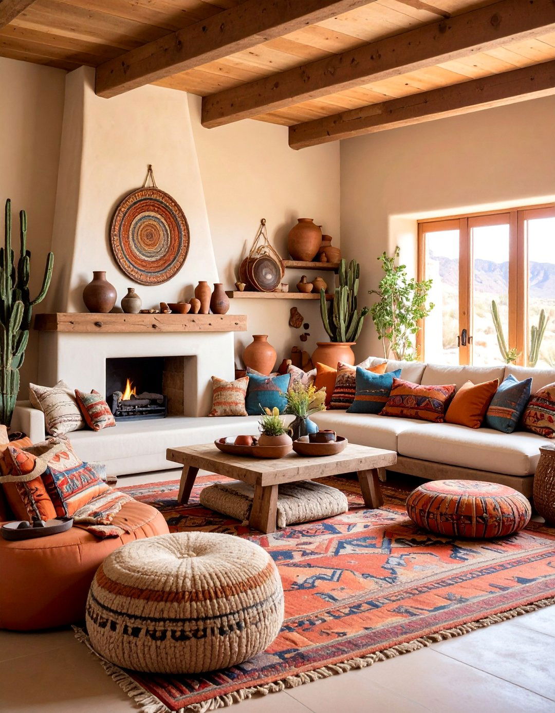 Southwestern Country Living Room with Adobe Elements - 25 Country Living Room Ideas