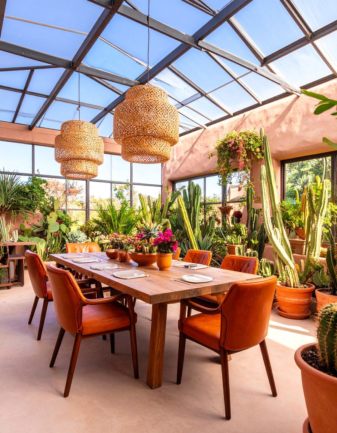 Southwestern Desert Greenhouse Dining - 25 Greenhouse Dining Room Ideas