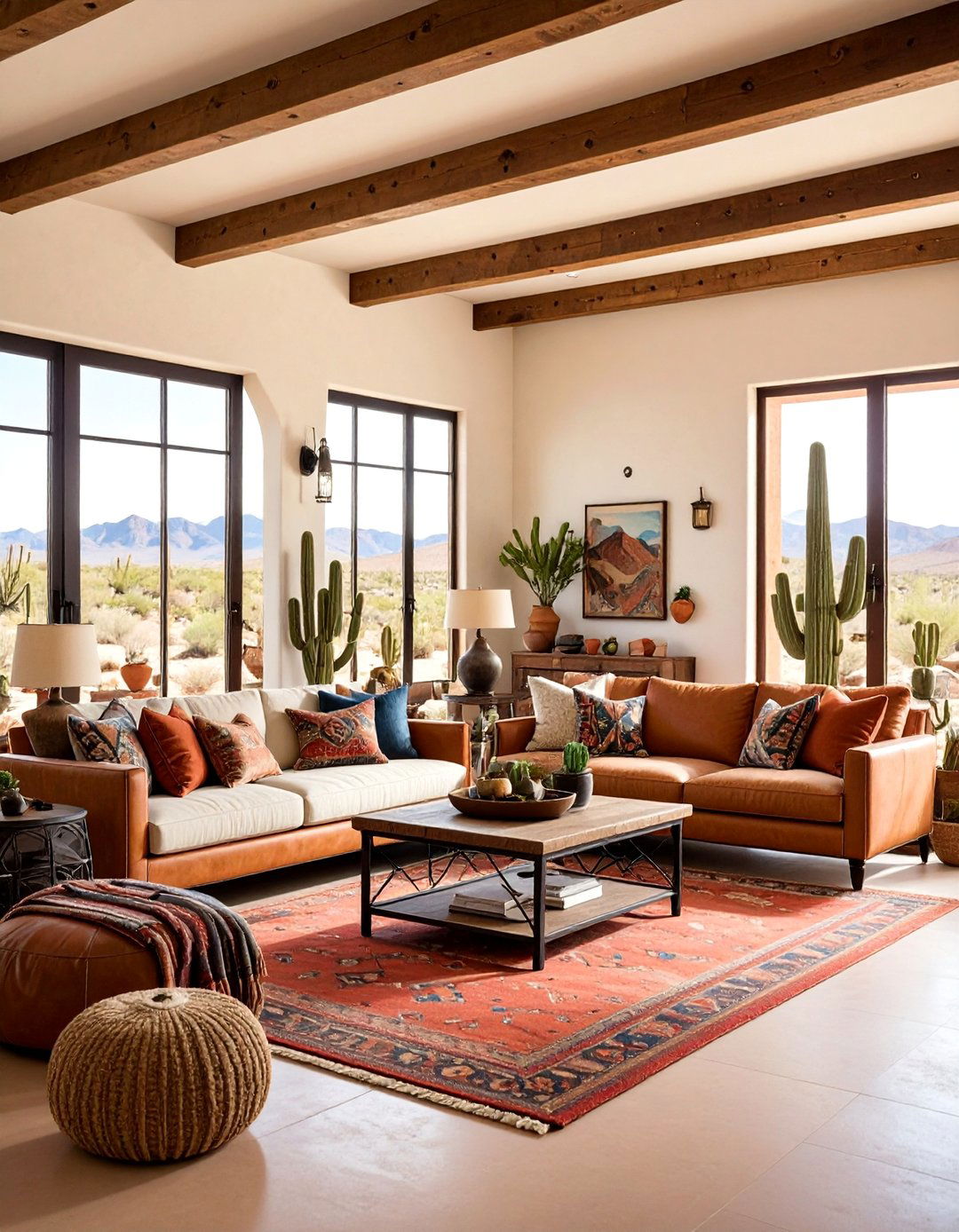 Southwestern Desert Living Room with Terra Cotta Red and Black Metals - 25 Black and Red Living Room Ideas