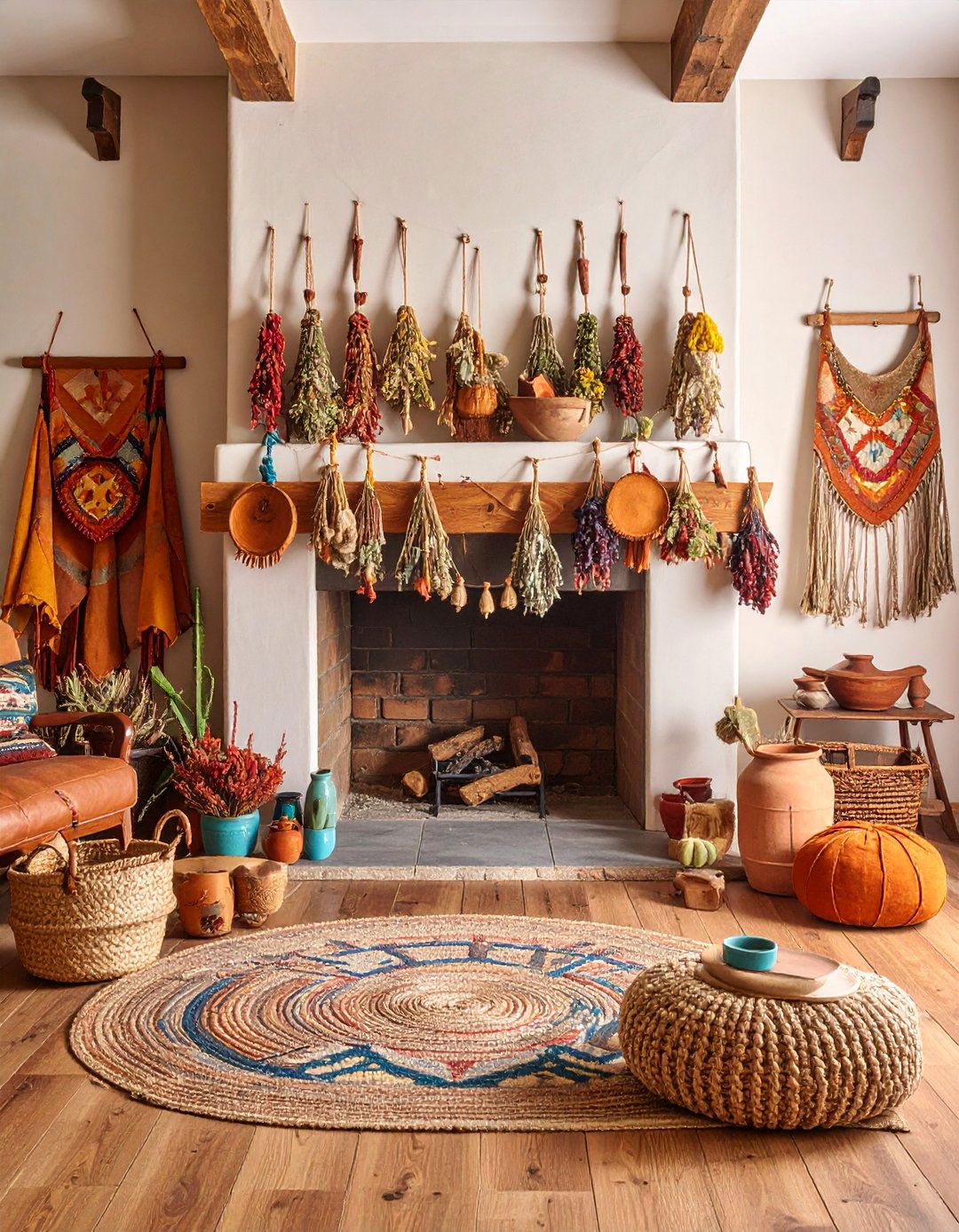 Southwestern Desert Sage and Cactus Garland - 25 Mantel Garland Ideas