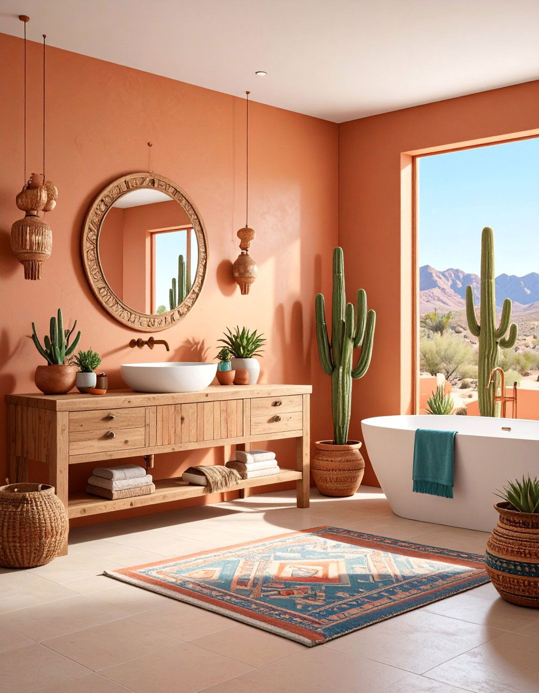 Southwestern Eclectic Powder Room with Desert Colors - 25 Eclectic Powder Room Ideas