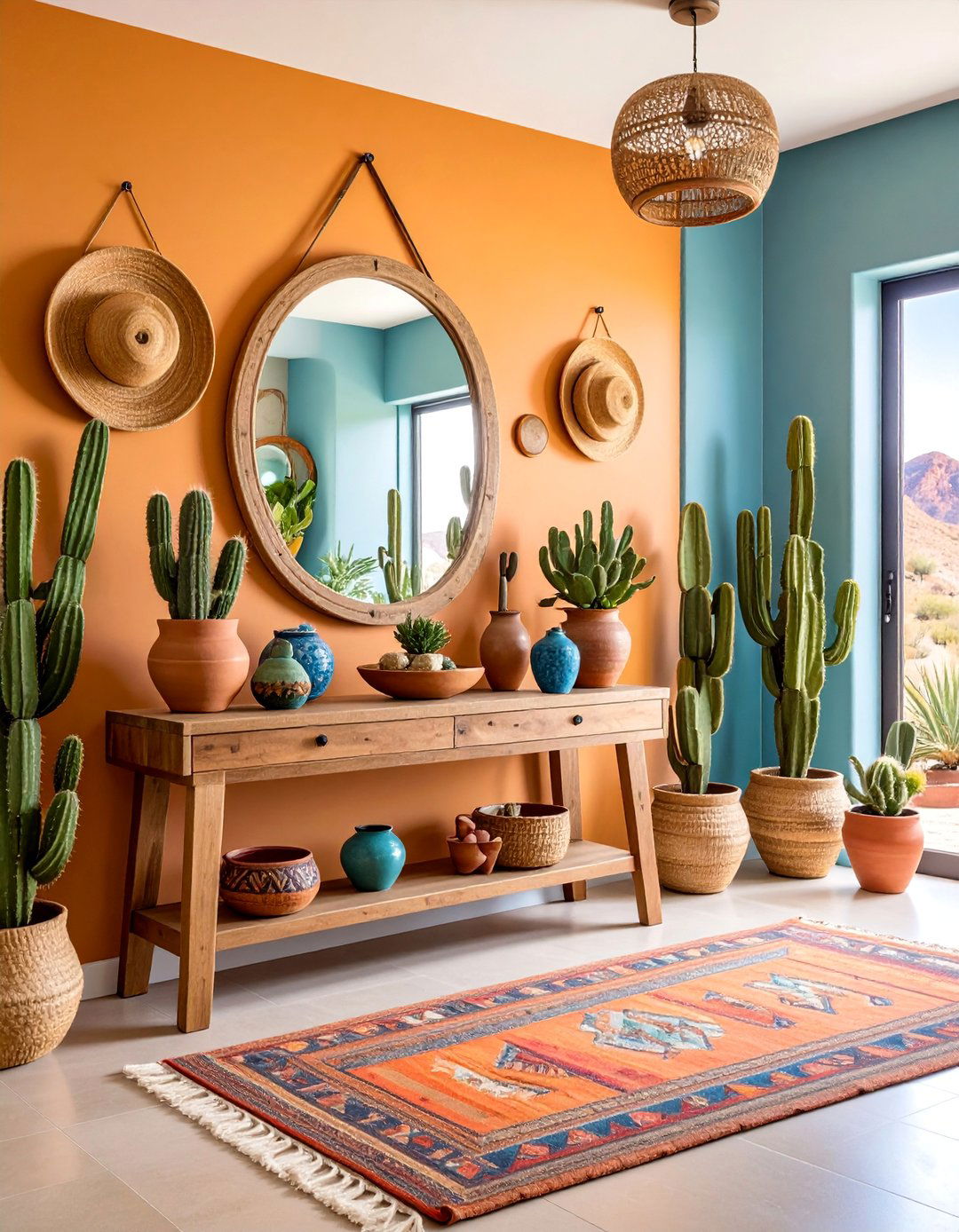 Southwestern Entryway Table with Desert Inspiration - 25 entryway table decor ideas