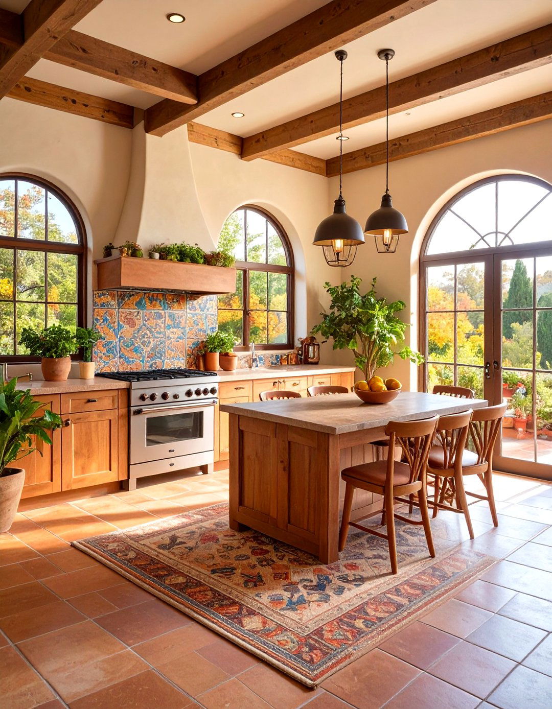 Southwestern Sunroom Kitchen with Adobe Style Features - 25 Sunroom Kitchen Ideas