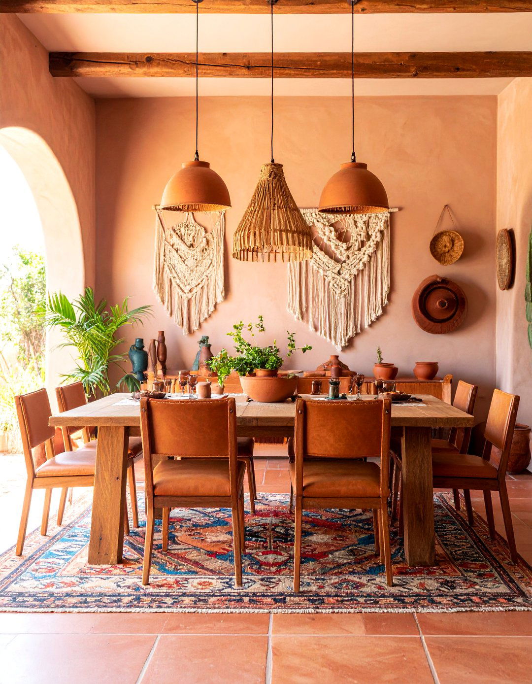 Southwestern Terracotta Dining Room with Adobe Textures - 25 terracotta home decor ideas