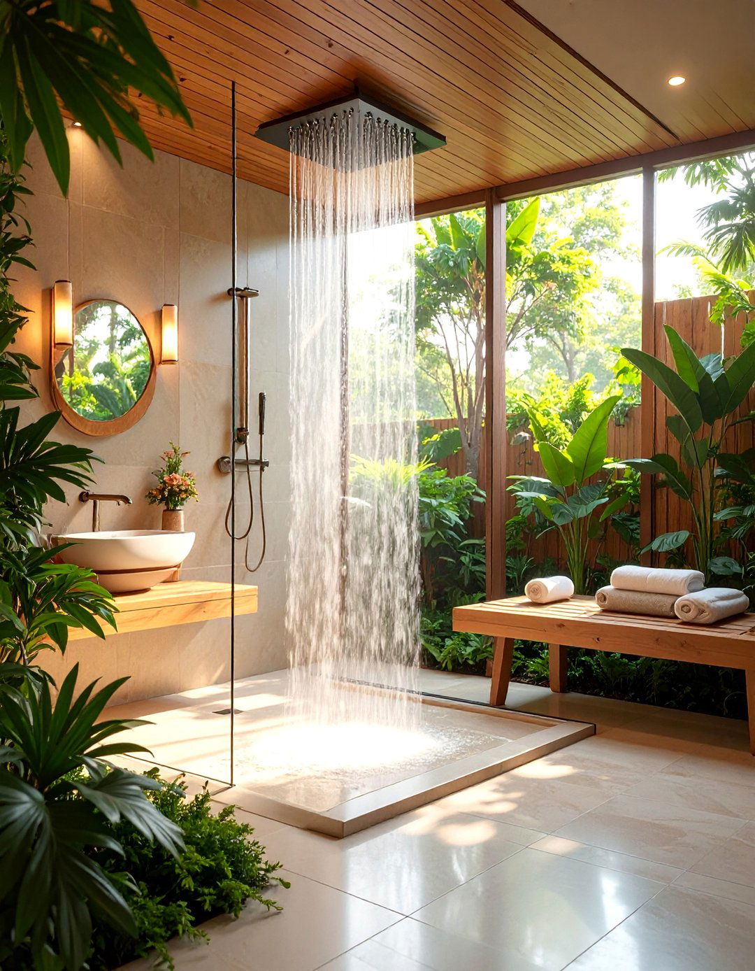 Spa Inspired Corner Shower with Rainfall and Body Jets - 25 Corner Shower Ideas