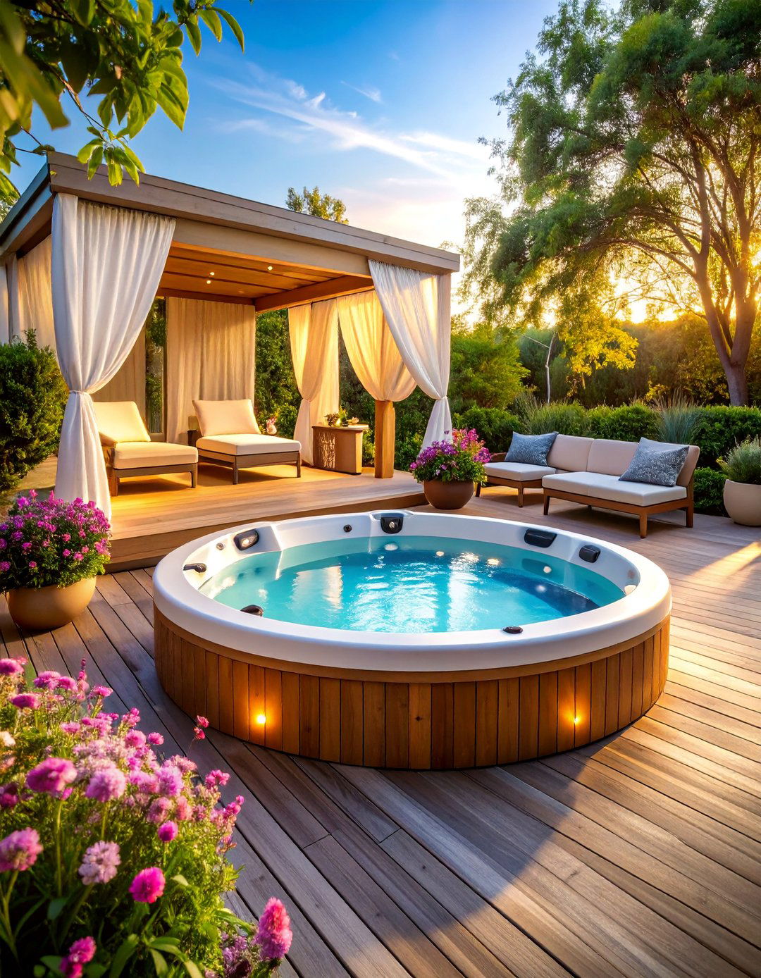 Spa Inspired Hot Tub Deck Retreat - 25 Patio Deck Ideas