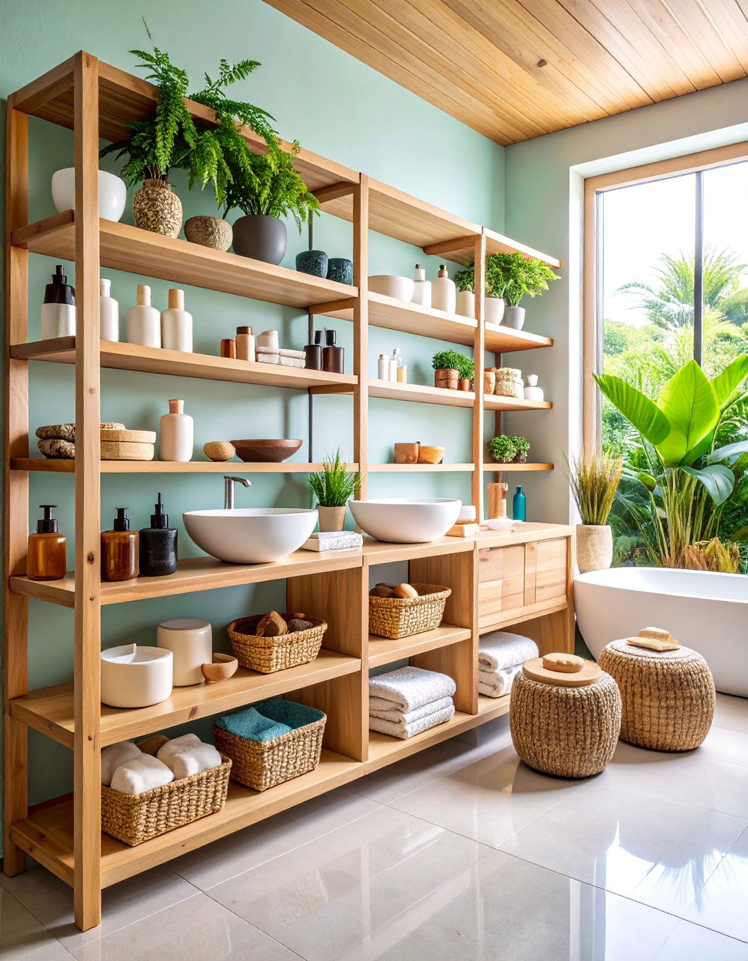 Spa Inspired Organization with Natural Materials and Zen Elements - 25 Bathroom Organization Ideas