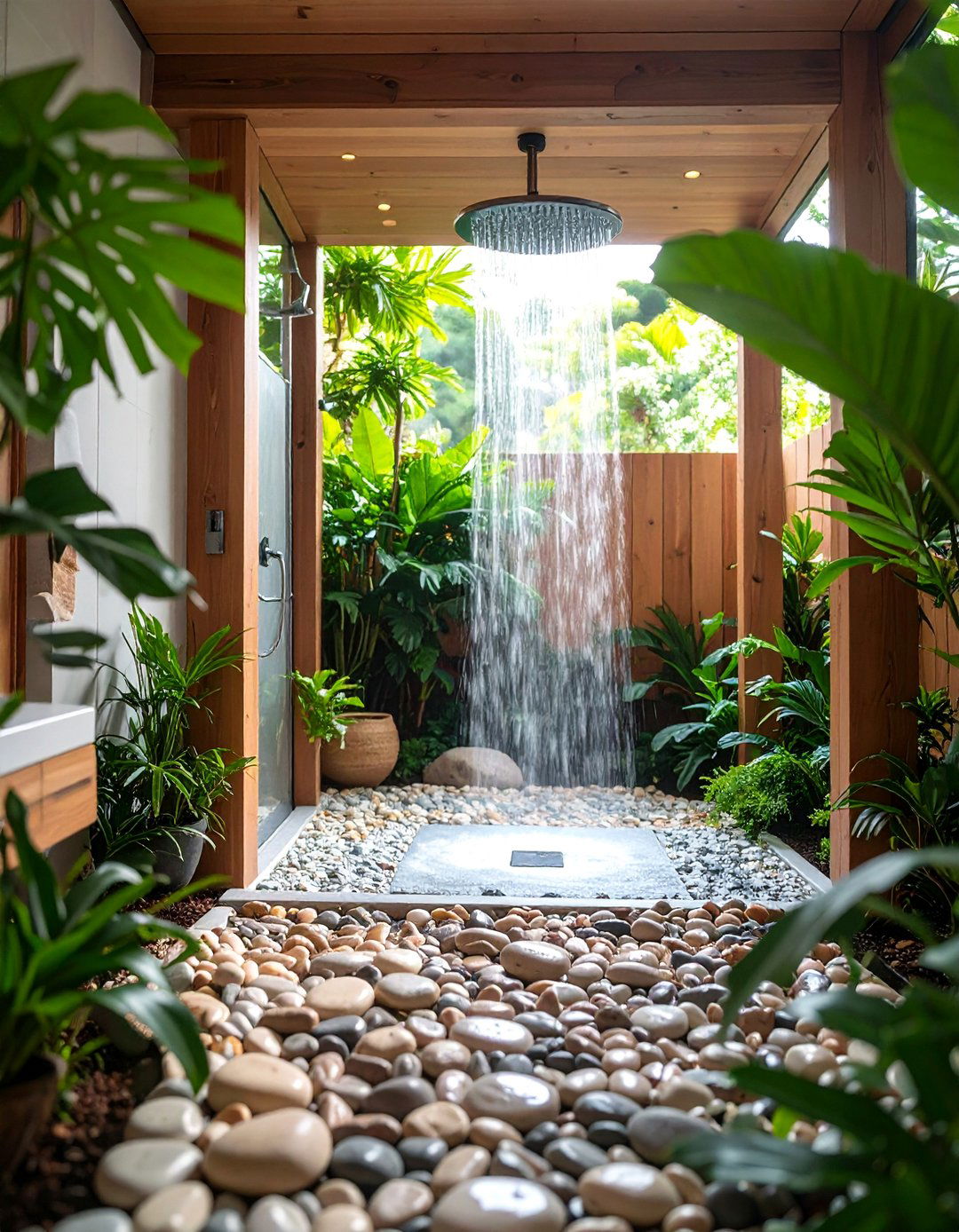 Spa Inspired Pebble Floor Shower - 25 Modern Shower Ideas