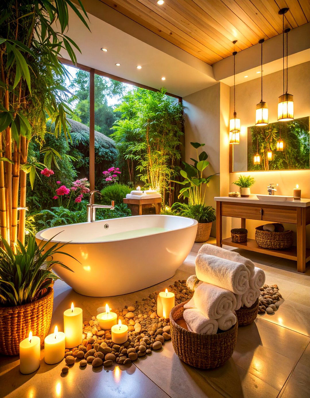 Spa Inspired Sanctuary with Natural Elements - 25 Bathroom Staging Ideas