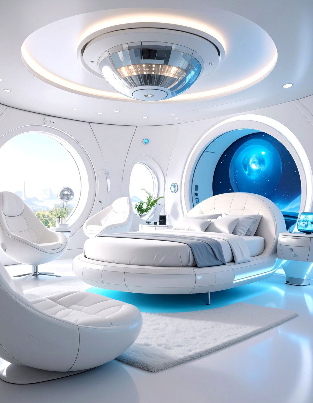 Space Age Futuristic Bedroom with Atomic Elements - 25 60s Bedroom Ideas