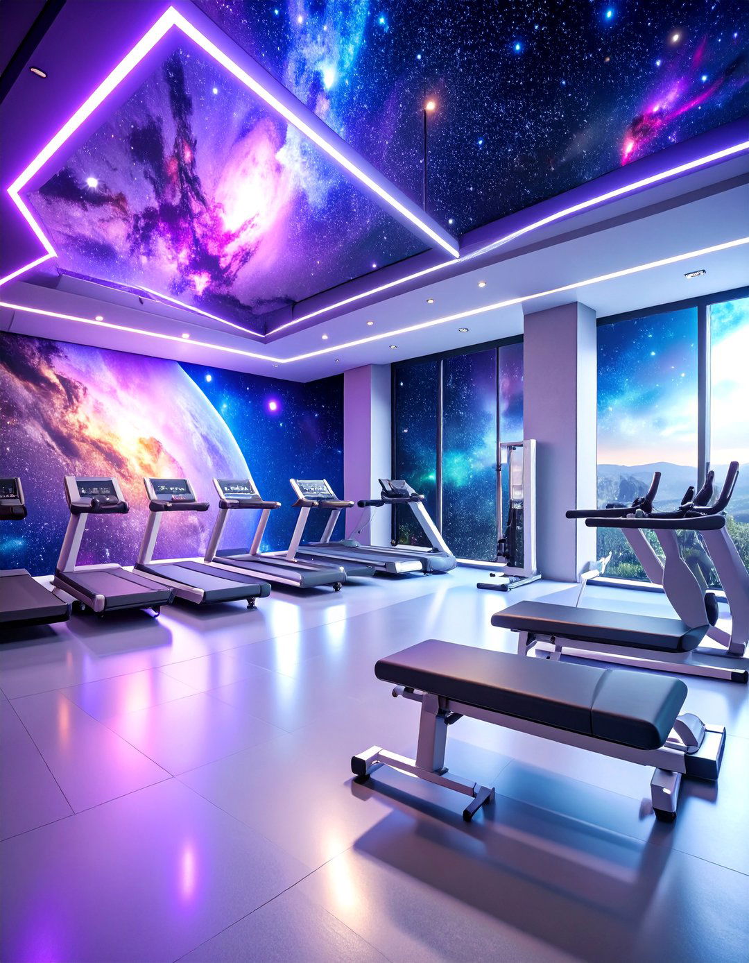 Space Galaxy Cosmic Gym Mural - 25 Gym Murals