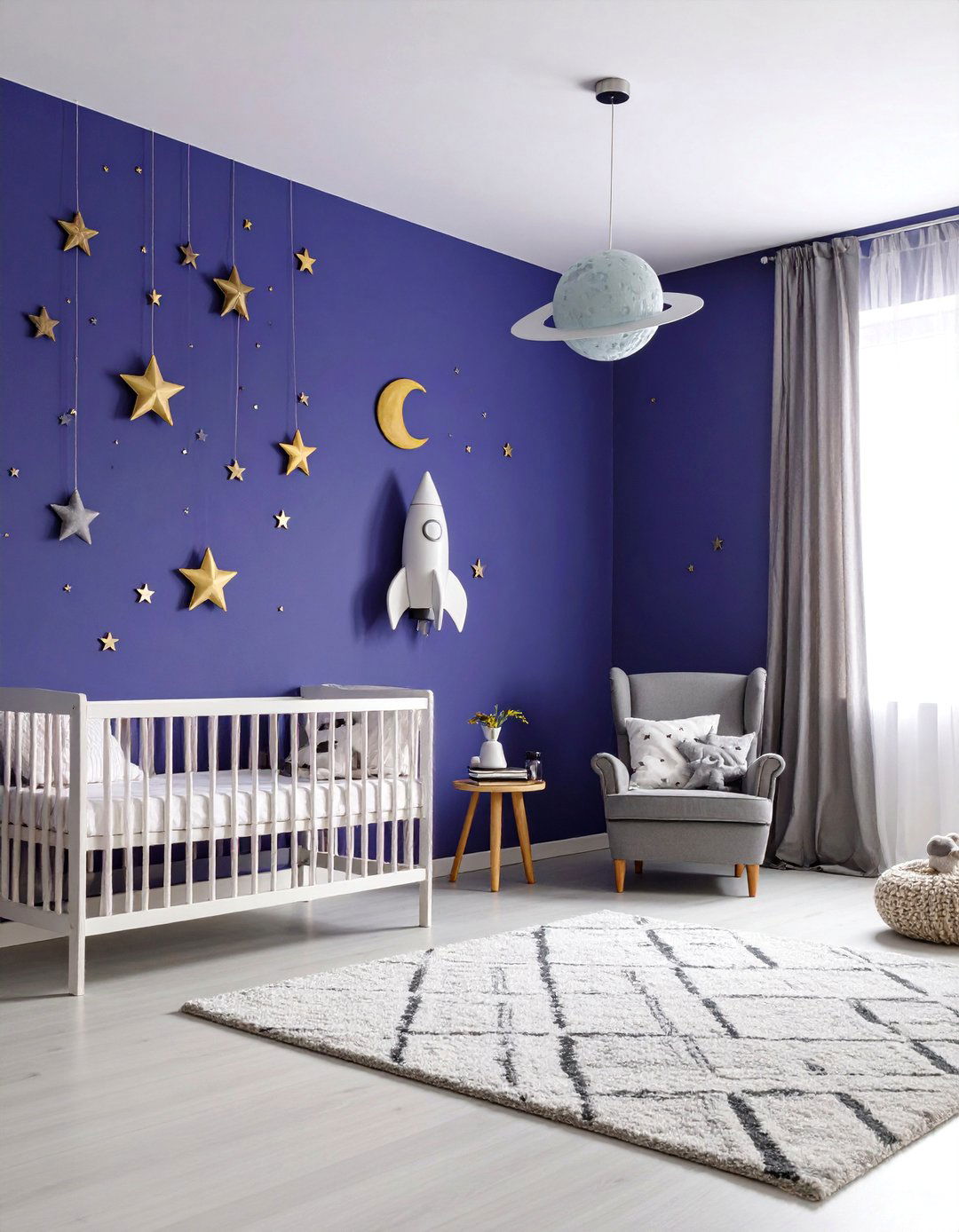 Space Galaxy Room with Dark Celestial Theme - 25 Baby Room Ideas