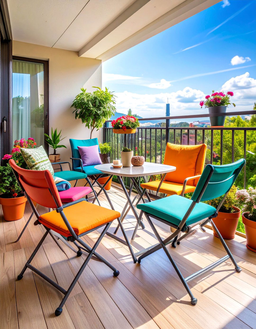 Space Saving Foldable Furniture Setup - 25 Small Balcony Ideas