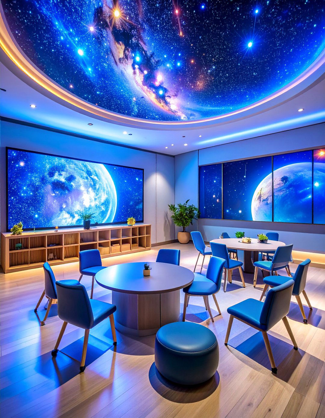 Space Theme Sensory Room with Galaxy Projections - 25 Sensory Room Ideas