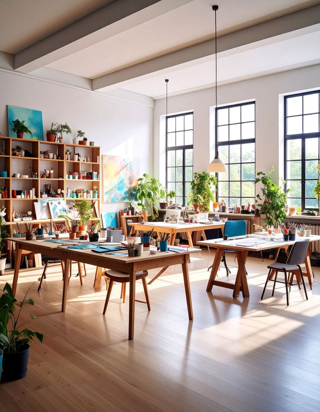 Spacious Art Studio with Organized Supply Storage - 25 Spare Room Ideas