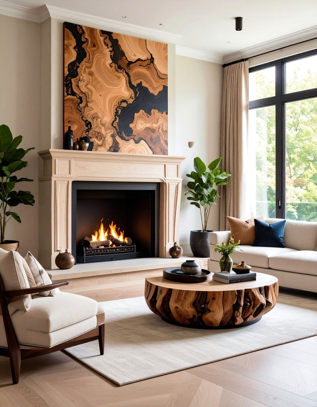 Spalted Maple Mantel with Unique Fungal Patterns - 25 Wood Mantel Ideas