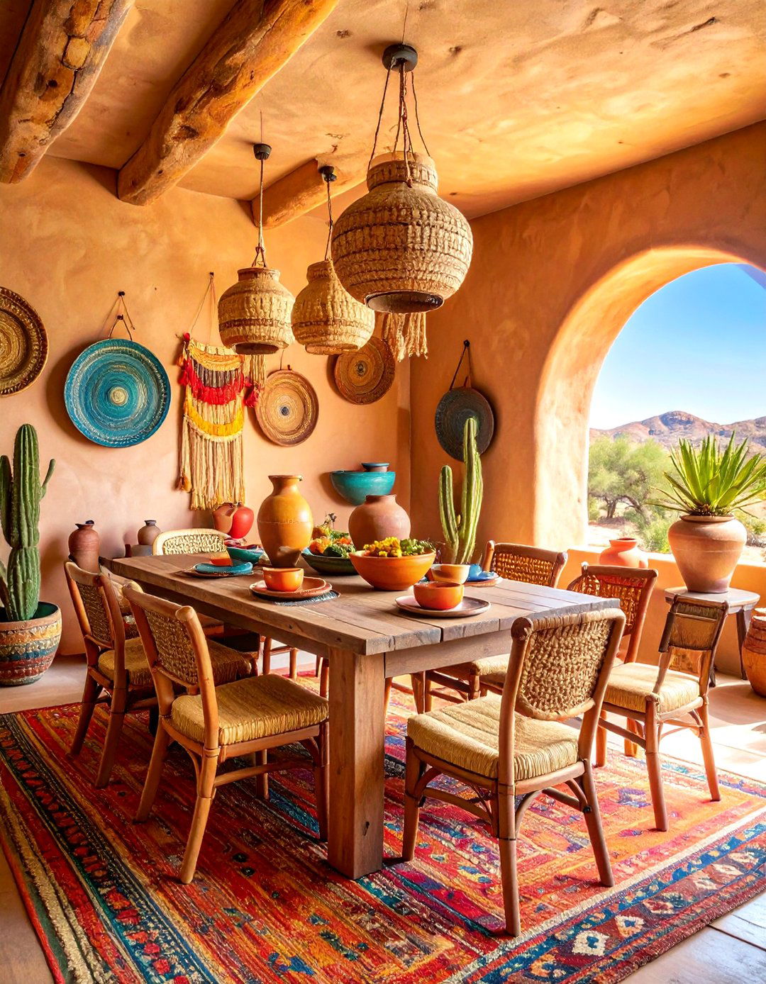 Spanish Adobe Dining Room with Southwestern Desert Influences - 25 spanish style dining room ideas
