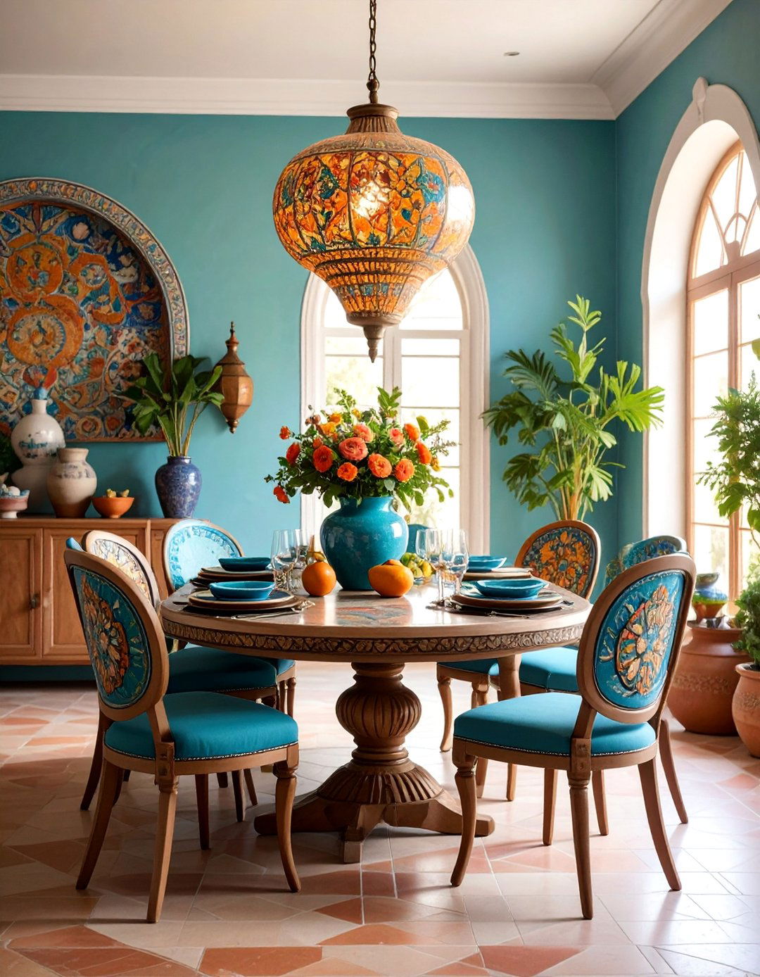 Spanish Artisan Dining Room with Handcrafted Details and Local Art - 25 spanish style dining room ideas