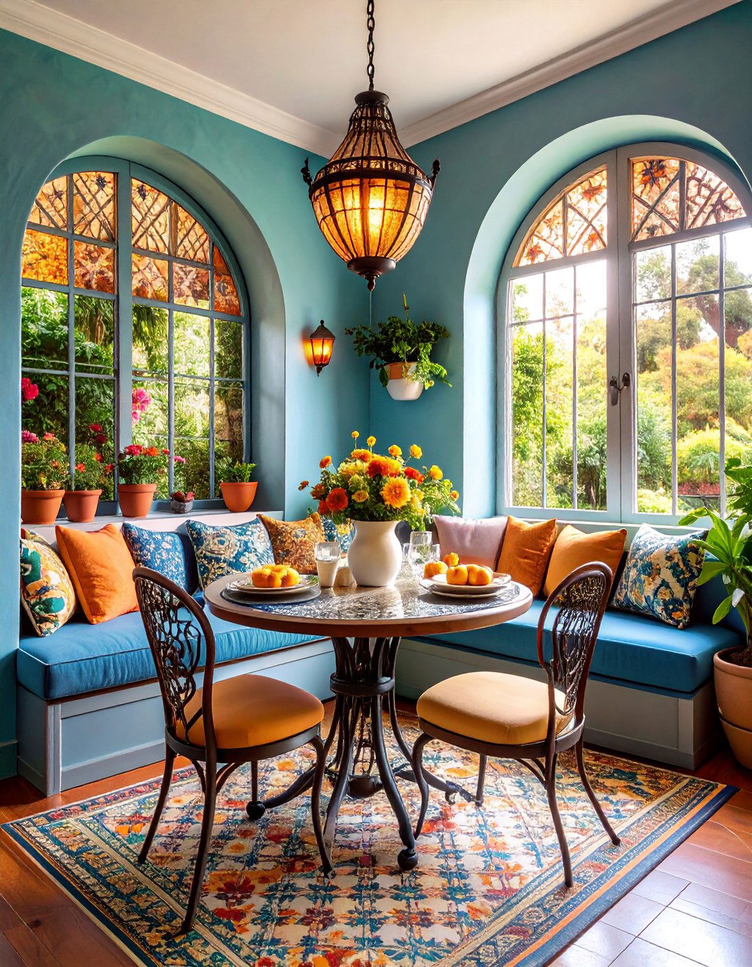Spanish Breakfast Nook with Built in Banquette Seating - 25 Spanish Style Kitchen Ideas